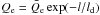 \hbox{$Q_{\rm e} = \bar{Q}_{\rm e} \exp(-l/l_{\rm d})$}