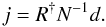 \begin{equation} j=R^{\dagger} N^{-1}d. \end{equation}