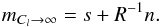 \begin{equation} m_{C_l\rightarrow\infty}=s+R^{-1}n. \end{equation}