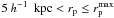 \hbox{$5~h^{-1}\ {\rm~kpc} < r_{\rm p} \leq r_{\rm p}^{\rm max}$}