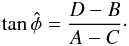 \begin{equation} \label{eq:ABCDphase} \mathrm{tan}\, \hat{\phi} = \frac{D-B}{A-C} \cdot \end{equation}