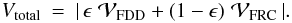 \begin{eqnarray} V_{\mathrm{total}} &=& |\,\epsilon \; \mathcal{V}_{\mathrm{FDD}} + (1-\epsilon) \; \mathcal{V}_{\mathrm{FRC}}\,|. \end{eqnarray}