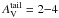 \hbox{$A_\mathrm{V}^\mathrm{tail} = 2{-}4$}