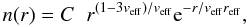\begin{equation} \label{eq:stszdistr} n(r) = C \hspace{0.2cm} r^{(1-3v_{\mathrm{eff}})/v_{\mathrm{eff}}} {\rm e}^{-r/v_{\mathrm{eff}} r_{\mathrm{eff}}}, \end{equation}
