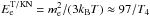 \hbox{$E_{\rm e}^{\rm T/KN} = m_{\rm e}^2/(3k_{\rm B}T)\approx 97/T_4$}