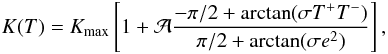 \appendix \setcounter{section}{1} \begin{equation} K(T)=\Kmax\left[1+\Amp\dfrac{-\pi/2+\arctan(\sigma T^+T^-)}{\pi/2+\arctan(\sigma e^2)}\right], \label{eq:conductivity-profile1} \end{equation}