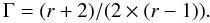 \begin{equation} \Gamma = (r+2) /(2\times (r-1)).\label{eq_index_b} \end{equation}