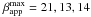 \hbox{$\beta_{\rm app}^{\rm max}=21,13,14$}