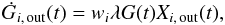 \begin{equation} \label{eq:outf} \dot{G}_{i,\,{\rm out}}(t)=w_i\lambda G(t)X_{i,\,{\rm out}}(t), \end{equation}