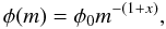 \begin{equation} \label{eq:imf} \phi(m)=\phi_0 m^{-(1+x)}, \end{equation}