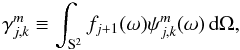 \begin{equation*} \dcoeff_{\scal,\locat}^\wavtype \equiv \int_\sphere f_{\scal+1}(\sa) \wav_{\scal,\locat}^\wavtype(\sa) \dmun, \end{equation*}
