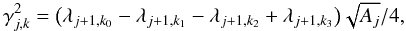 \begin{equation*} \dcoeff_{\scal,\locat}^2 = \bigl ( \acoeff_{\scal+1,\locat_0} - \acoeff_{\scal+1,\locat_1} - \acoeff_{\scal+1,\locat_2} + \acoeff_{\scal+1,\locat_3} \bigr ) \sqrt{\area_\scal}/4, \end{equation*}