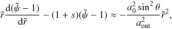 \appendix \setcounter{section}{2} \begin{equation} \tir \frac{{\rm d} (\tilde{\psi}-1)}{{\rm d} \tir} - (1+s)(\tilde{\psi}-1) \approx - \frac{a_0^2 \sin^2 \theta}{\aout^2} \tir^2, \label{eq:odeapproxu} \end{equation}