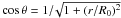 \appendix \setcounter{section}{1} \hbox{$\mbox{cos}\,\theta= 1/\! \sqrt{1+(r/R_0)^2}$}