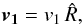 \begin{eqnarray} \vec{v_1}= v_1 \,\hat{R}, \label{eq4} \end{eqnarray}