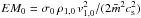 \hbox{$EM_0= \sigma_0\, \rho_{1,0}\, v_{1,0}^{2}/(2 \bar{m}^2 c_{\rm s}^2)$}