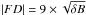 \hbox{$|FD| = 9\times \sqrt{\delta B}$}
