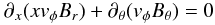 \begin{equation} \label{eq:bc} \partial_x(x v_\phi B_r) + \partial_\theta(v_\phi B_\theta) = 0 \end{equation}