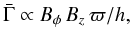 \begin{equation} \label{eq:tor} \bar{\Gamma} \propto B_\phi \, B_z \, \varpi / h , \end{equation}