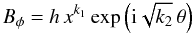 \appendix \setcounter{section}{1} \begin{equation} B_\phi = h \, x^{k_1} \exp \left( {\rm i} \sqrt{k_2} \, \theta \right) \end{equation}
