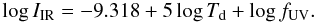 \begin{equation} \log\Iir=-9.318+5\log T_{\rm d}+\log \fuv. \end{equation}