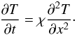 \appendix \setcounter{section}{1} \begin{equation} \label{eq:diff} \frac{\partial T}{\partial t} = \chi \frac{\partial^2 T}{\partial x^2}\cdot \end{equation}
