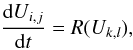 \begin{equation} \label{eq:MethodOfLine} \frac{{\rm d}U_{i,j}}{{\rm d}t} = R(U_{k,l}), \end{equation}