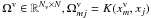 \hbox{$\Omega^{\textrm{v}} \in \mathbb{R} ^{N_v \times N}, \Omega^{\textrm{v}}_{mj}=K(x_m^{\textrm{v}},x_j)$}