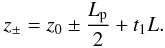 \begin{equation} z_{\pm} = z_0 \pm \frac{\lp}{2} + t_1 L. \end{equation}