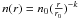 \hbox{$ n(r) = n_0 (\frac{r}{r_0})^{-k}$}