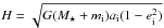 \hbox{$H=\sqrt{G(M_\star+m_{\rm i})a_{\rm i}(1-{e}_{\rm i}^2)}$}
