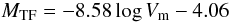\begin{equation} M_{\rm TF} = -8.58 \log V_{\rm m} - 4.06 \label{eq_MTF2} \end{equation}