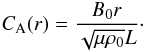 \begin{eqnarray} C_{\mathrm{A}}(r)=\frac{B_{0}r}{\sqrt{\mu\rho_{0}}L}\cdot \end{eqnarray}