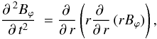 \begin{equation} \label{linearxpoint} \frac{\partial\,^{2}B_{\varphi}}{\partial\,t^{2}}\ =\frac{\partial\,}{\partial\,r}\left(r\frac{\partial\,}{\partial\,r}\,(rB_{\varphi})\right), \end{equation}