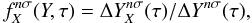 $$ {f}_X^{n\sigma}(Y,\tau)=\Delta Y_X^{n\sigma}(\tau)/\Delta Y^{n\sigma}(\tau), $$