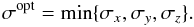 \begin{equation} \label{percentile} \s^{\rm opt}=\min\{\s_x,\s_y,\s_z\}. \end{equation}