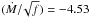 \hbox{$(\dot{M}/\!\sqrt{f})=-4.53$}