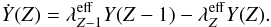 \begin{equation} \label{EvoEqu} \dot{Y}(Z) = \lambda_{Z-1}^{\rm eff} Y(Z-1) - \lambda_{Z}^{\rm eff} Y(Z). \end{equation}