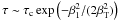 \hbox{$\tau \sim \tau_\mathrm{c} \exp\left(-\beta^{2}_1/(2\beta_{\rm T}^2)\right)$}