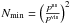 \hbox{$N_{\rm min}=\Big(\frac{p^{\rm us}}{p^{\rm vis}}\Big)^2$}