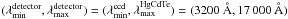 \hbox{$(\lambda^{\rm detector}_{\rm min},\lambda^{\rm detector}_{\rm max})=(\lambda^{\rm ccd}_{\rm min},\lambda^{\rm HgCdTe}_{\rm max})=(3200~\AA, 17\,000~\AA)$}