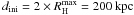 \hbox{$d_{\rm{ini}} = 2 \times R^{\rm{max}}_{\rm{H}} = 200~\rm{kpc}$}