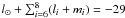 \hbox{$l_{\odot} + \sum_{i = 6}^{8} (l_i + m_i) = - 29$}