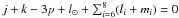 \hbox{$j + k - 3 p + l_{\odot} + \sum_{i = 6}^{8} (l_i + m_i) = 0$}
