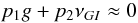 \begin{equation} p_1 g + p_2 \nu_{GI} \approx 0 \label{eq1} \end{equation}