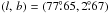 \hbox{$({l,\,b})=(77\fdg65, 2\fdg67)$}