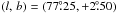 \hbox{$(l, \,b ) = (77\fdg25, +2\fdg50)$}