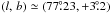 \hbox{$(l,\, b ) \simeq (77\fdg23, +3\fdg2)$}