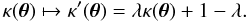 \begin{equation} \label{masssheet} \kappa(\vec{\theta}) \mapsto \kappa'(\vec{\theta}) = \lambda\kappa(\vec{\theta}) + 1 - \lambda. \end{equation}