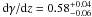 \hbox{${\rm d}\gamma/{\rm d}z = 0.58_{-0.06}^{+0.04}$}